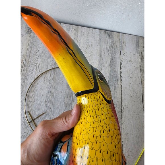Vintage toucan ceramic Mexico hanging bird parrot decor tropical life-size lifel - Picture 11 of 13